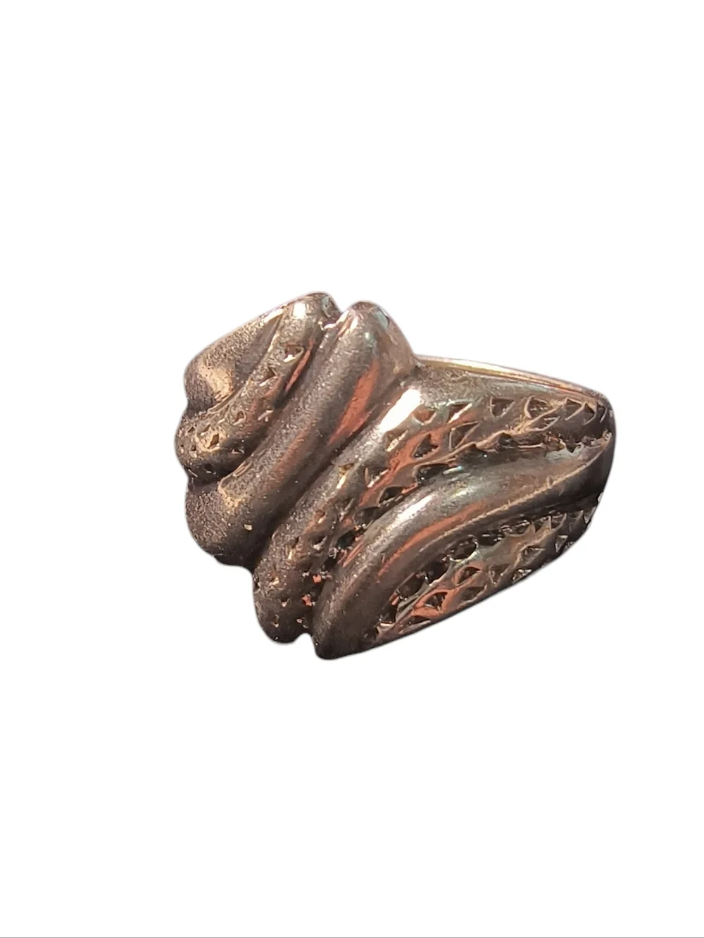 Sterling Silver Textured Fluted Swirl Ring